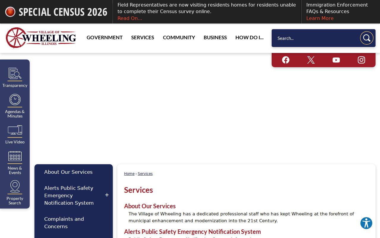 Wheeling residents directory Village county services page